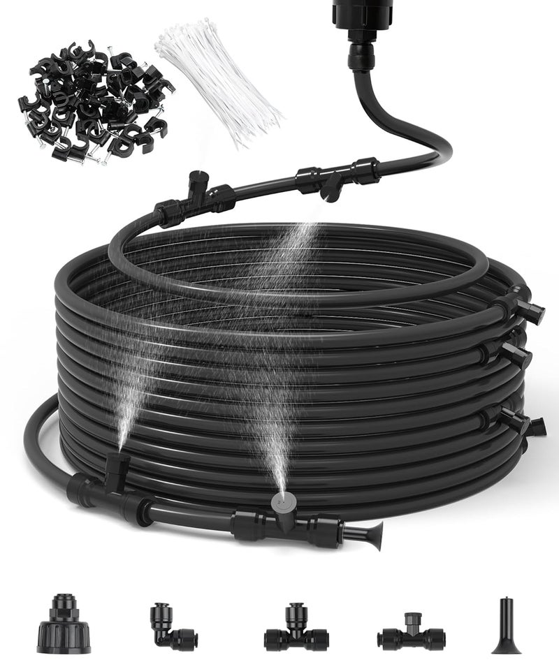 Aothotop 60FT Misters for Outside Patio Misters for Cooling (22 Mist Nozzles) Outdoor Water Patio Hose Greenhouse Mister System Outside Mist Backyard Trampoline for Waterpark Watering Misters for Cooling - Image 1